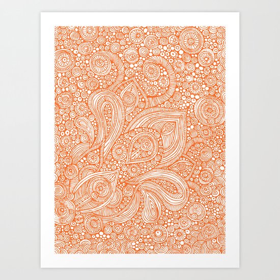 Orange doodles Art Print