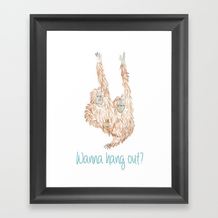 Monkey Print - Wanna Hang out? Framed Art Print