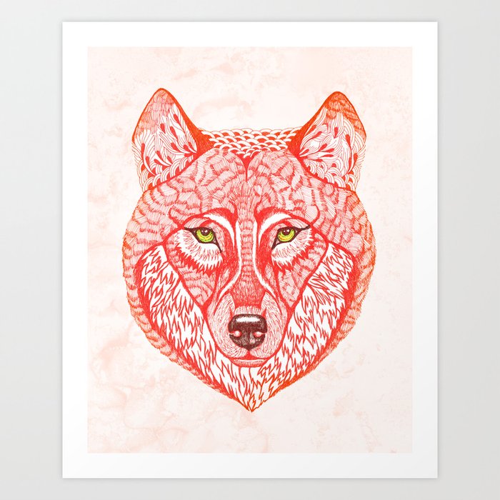 Red wolf Art Print
