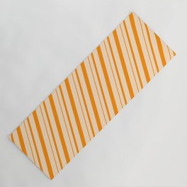 [ Thumbnail: Bisque and Dark Orange Colored Lines/Stripes Pattern Yoga Mat ]
