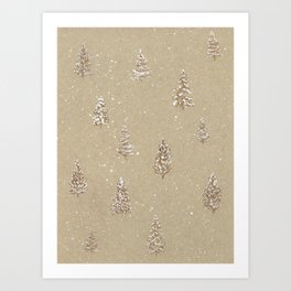Winter Snowy Trees in Sepia Tones Art Print