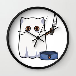 Murder Cat Wall Clock | Cat, Murder, Drawing, Kitten, Digital, Cute, Ghost, Blanketghost, Food, Halloween 