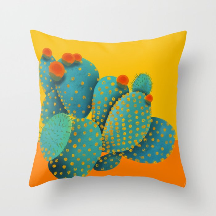 Prickly Pear Cactus Throw Pillow