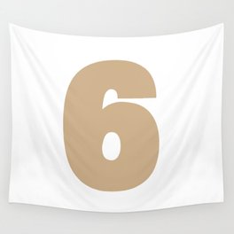 6 (Tan & White Number) Wall Tapestry