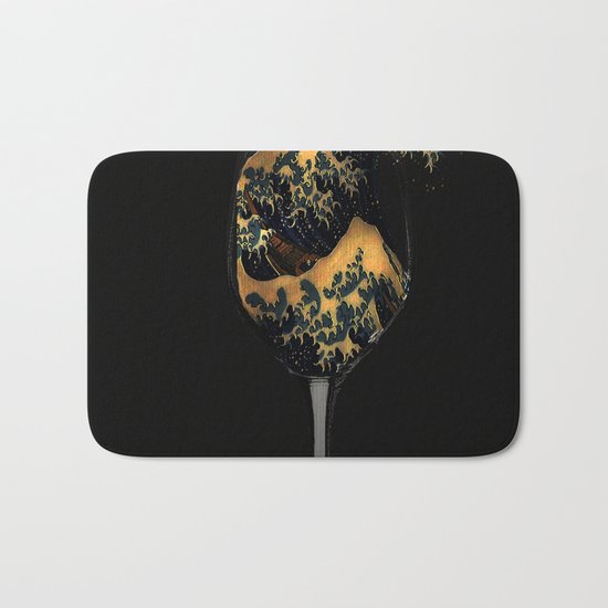 The Great wave in the glass Bath Mat
