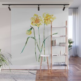 Narcissus flower Daffodil Painting Abstract Watercolor Wall Mural