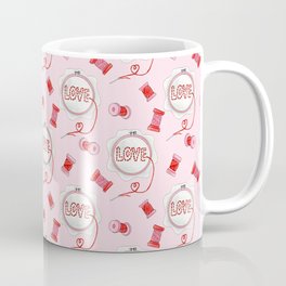 Pink Love Cross-Stitching Coffee Mug