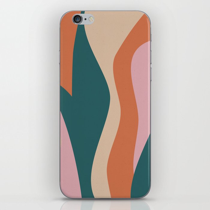 Abstract Lines in Burnt Orange and Teal iPhone Skin