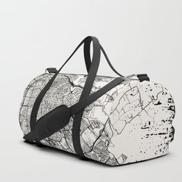 Vintage Amsterdam City Map - Netherlands - Black and White Duffle Bag