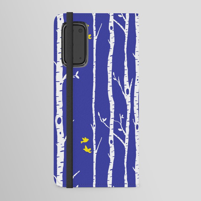 Birch trees with yellow birds Android Wallet Case