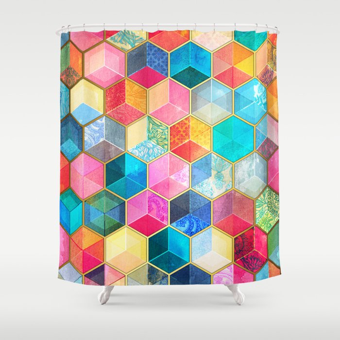 Society6 ケース Crystal Bohemian Honeycomb Cubes - colorful Crystal Bohemian Honeycomb Cubes - colorful hexagon pattern
