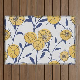 Yellow abstract flower Outdoor Rug