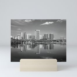 Richmond Virginia skyline in black and white Mini Art Print