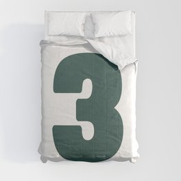 3 (Dark Green & White Number) Comforter