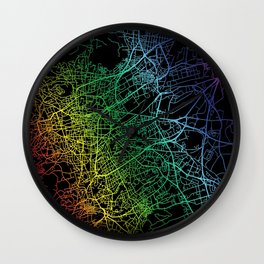 Clermont-Ferrand, France, City, Map, Rainbow, Map, Art, Print Wall Clock