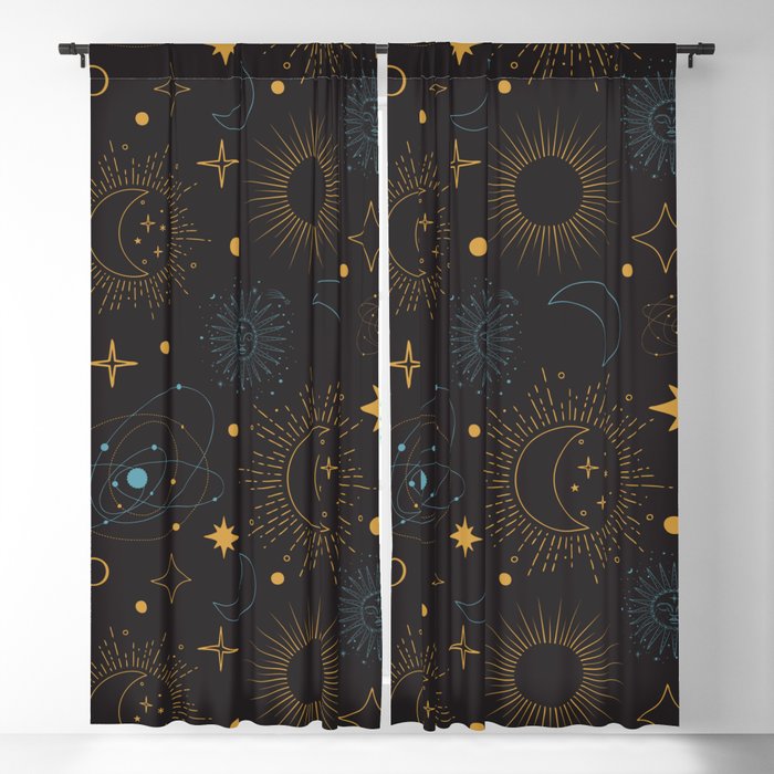 Sun Moon and Stars Celestial Pattern Blackout Curtain