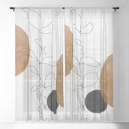 Abstract Plant Sheer Curtain