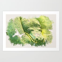 Green snake Art Print | Wildlife, Relaxation, Snakeskin, Zoology, Viper, Morelia, Terrarium, Zoo, Peru, Nature 