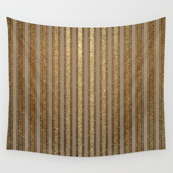 Golden Stripes Vintage Circus Luxury Pattern Wall Tapestry