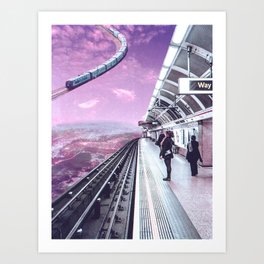 Sky Train - Space Aesthetic, Retro Futurism, Sci Fi Art Print