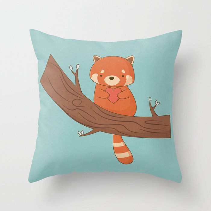 Kawaii Cute Red Panda Throw Pillow by Wordsberry Society6