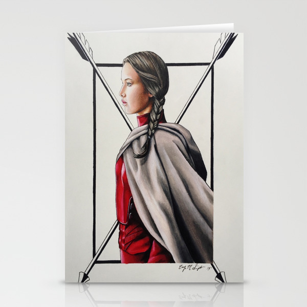 Katniss Everdeen Mockingjay Part 2 Blood Red Drawing Stationery Cards By Corysimpsonart Society6