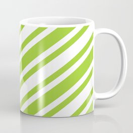 [ Thumbnail: Green and White Colored Striped Pattern Coffee Mug ]