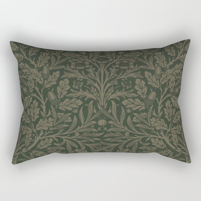 Acorns and Oak Leaves by William Morris Antique Vintage Victorian Jugendstil Art Nouveau Retro Pattern Rectangular Pillow