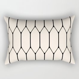 Long Honeycomb Geometric Minimalist Pattern in Almond Cream and Black Rectangular Pillow