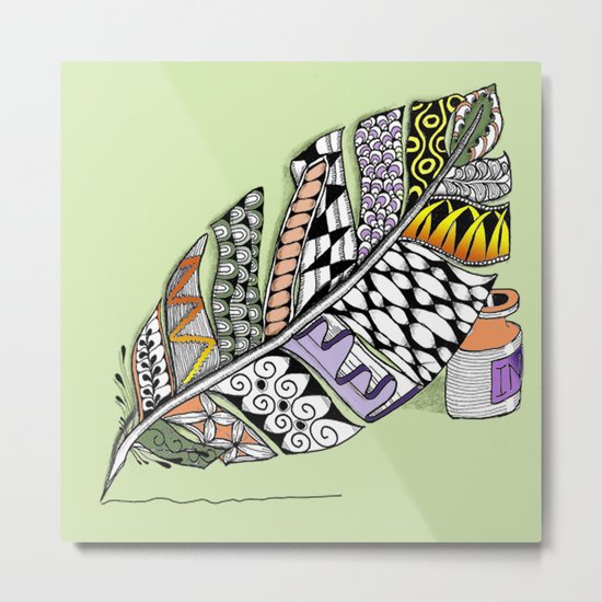 Zentangle Pen and Ink Illustration Metal Print