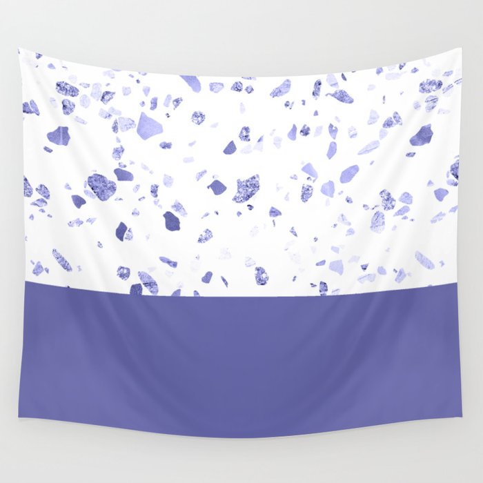Very Peri 2022 Color Of The Year Violet Blue Periwinkle Terrazzo Marble Wall Tapestry
