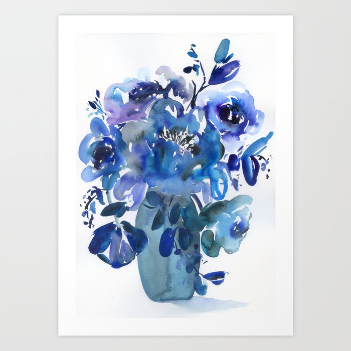 blue stillife: peony Art Print