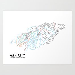 Park City, UT - Minimalist Trail Art Art Print