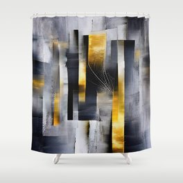Abstract Painting No. 2 Gold, Black & Grey Shower Curtain