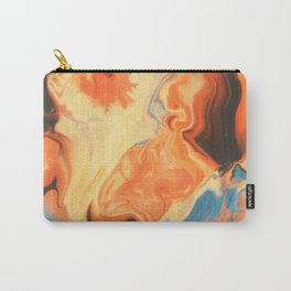 Fluid Nature - Orange Vapours - Abstract Acrylic Pour Art Carry-All Pouch | Yellow, Summer, Floral, Marbled, Abstract, Blue, Acrylic, Cushion, Painting, Vapour 