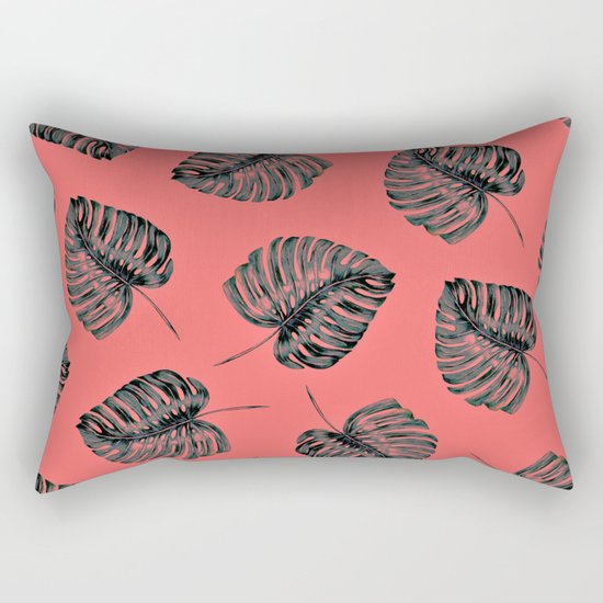tropical leaves in the red jungle Rectangular Pillow
