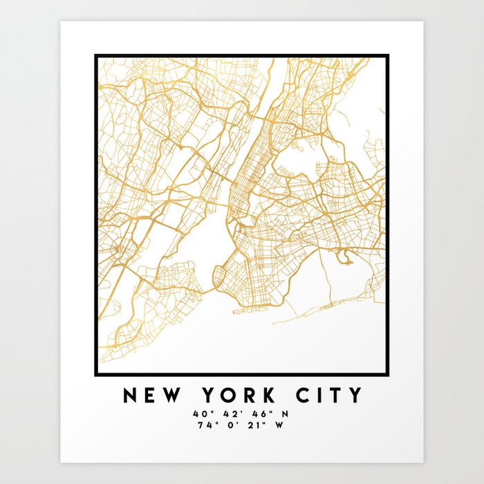 NEW YORK CITY NEW YORK CITY STREET MAP ART Art Print