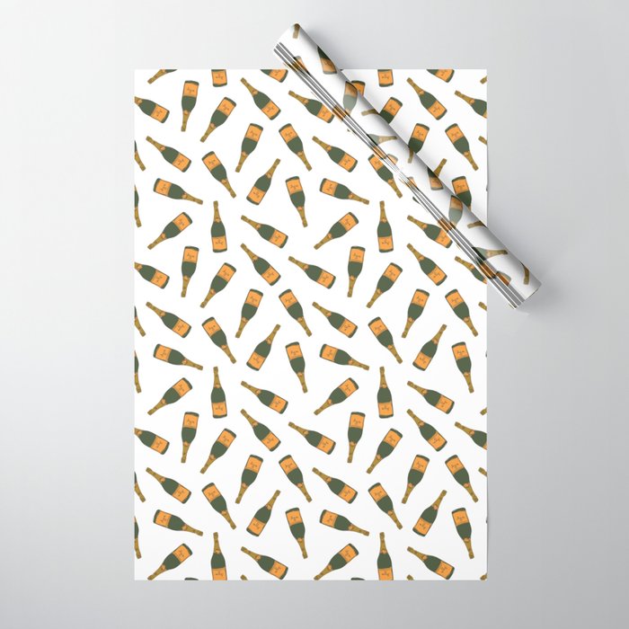 Champagne Bottle Pattern Wrapping Paper By Carrielymandesigns Society6