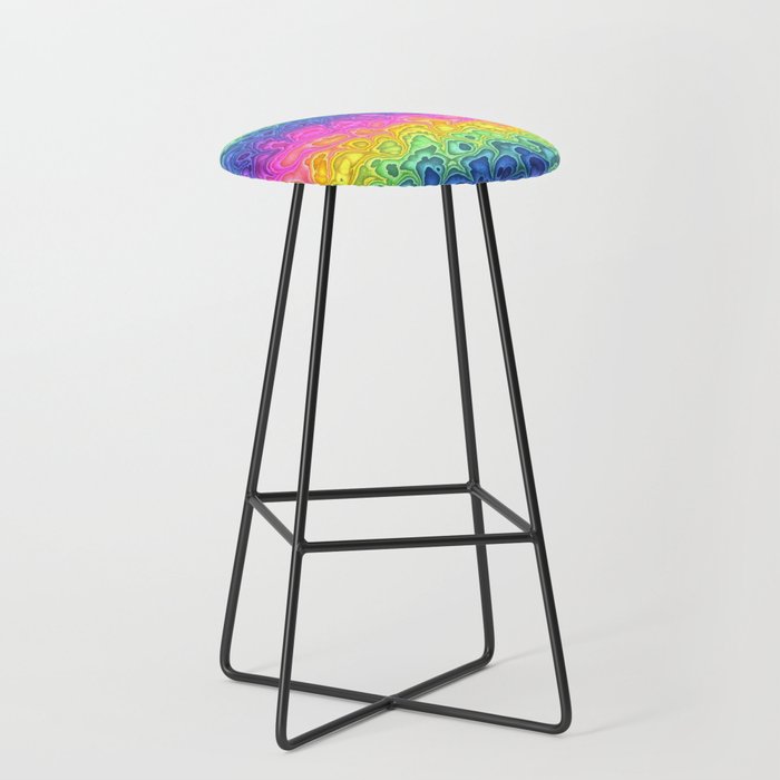 Trippy Funky Squiggly Vibrant Rainbow Bar Stool