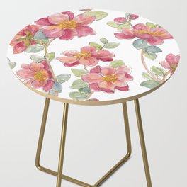 Coral Pink Camellia Flowers  Side Table