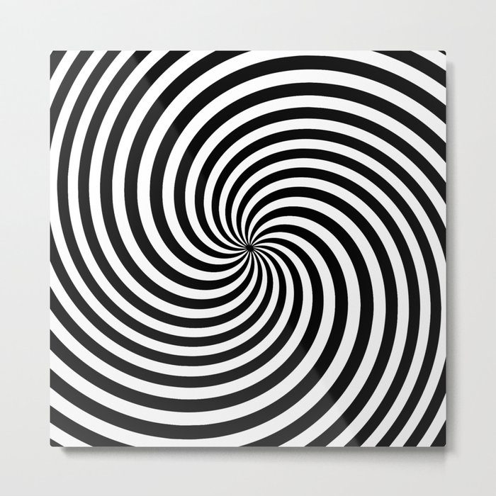 Black And White Op Art Spiral Metal Print