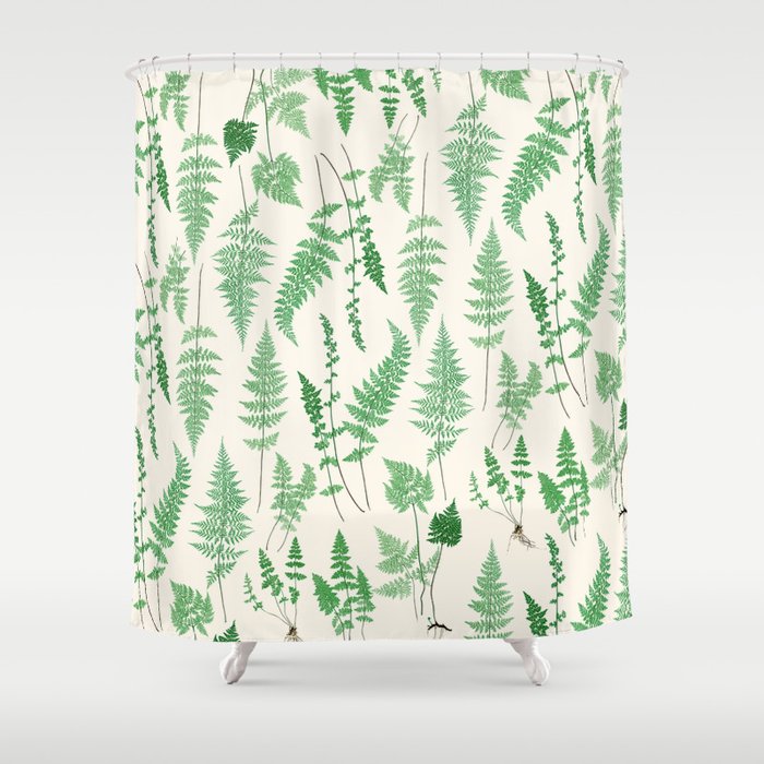 Ferns on Cream I - Botanical Print Shower Curtain