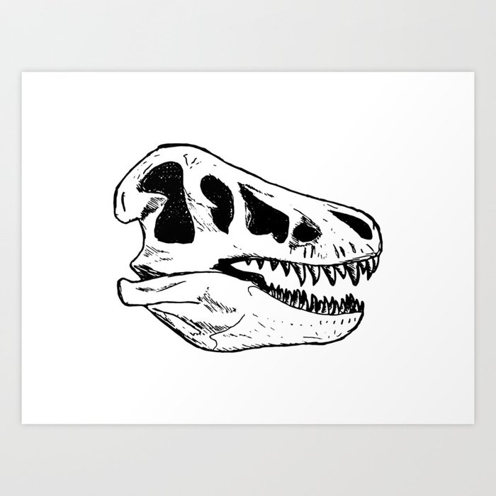 T Rex Skull Art Print