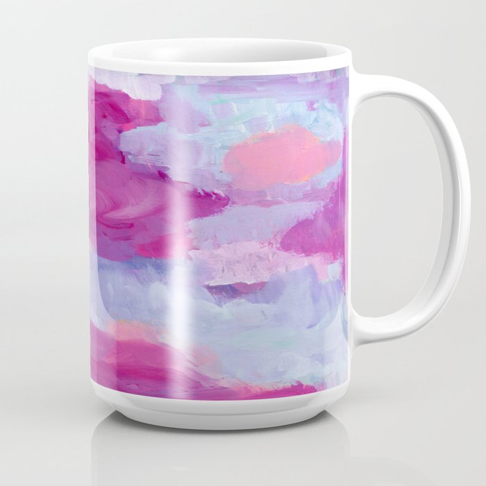 Red Lips And Rosy Cheeks Magenta Coral Light Blue Abstract Art