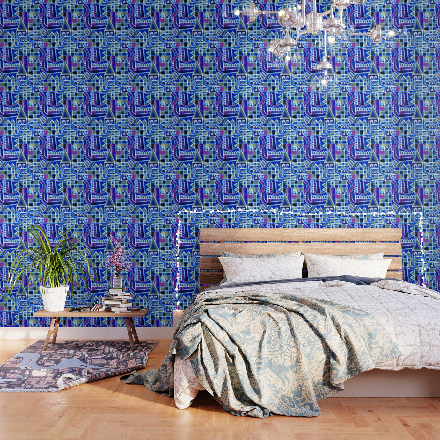 Purple Abstract City Wallpaper By Originalvanart Society6