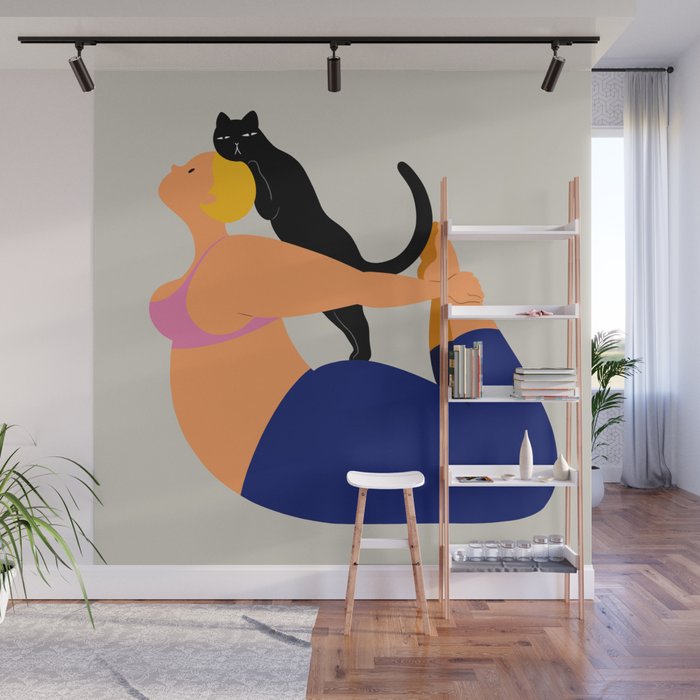Yoga With Cat 18 Wall Mural
