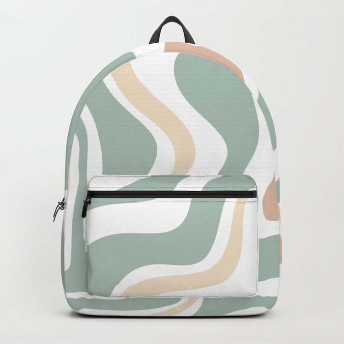 Liquid Swirl Abstract Pattern in Celadon Sage Backpack