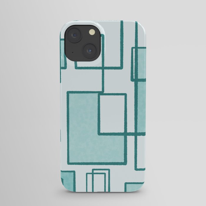 Piet Composition in Light Teal Blue - Mid-Century Modern Minimalist Geometric Abstract iPhone Case