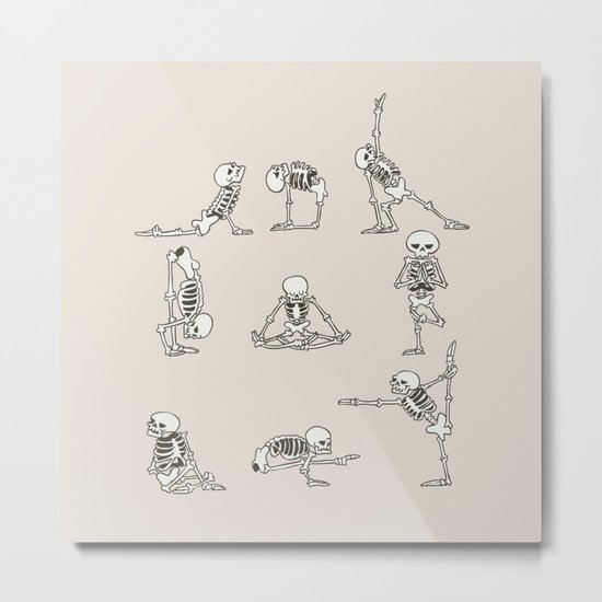 Skeleton Yoga Metal Print