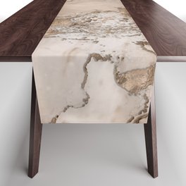 Taupe marble and gold abstract Table Runner